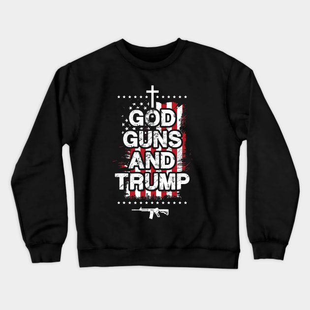 God Guns and Trump 2nd Amendment Pro Gun USA Flag Crewneck Sweatshirt by Jessica Co